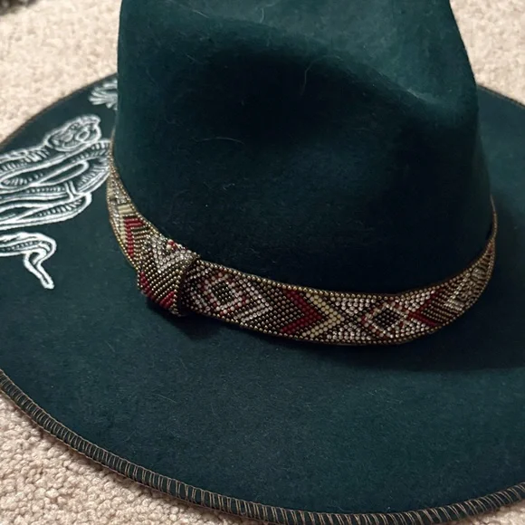 Dark Green Hat with Hand Painted Snakes s-l400.jpg main image 3